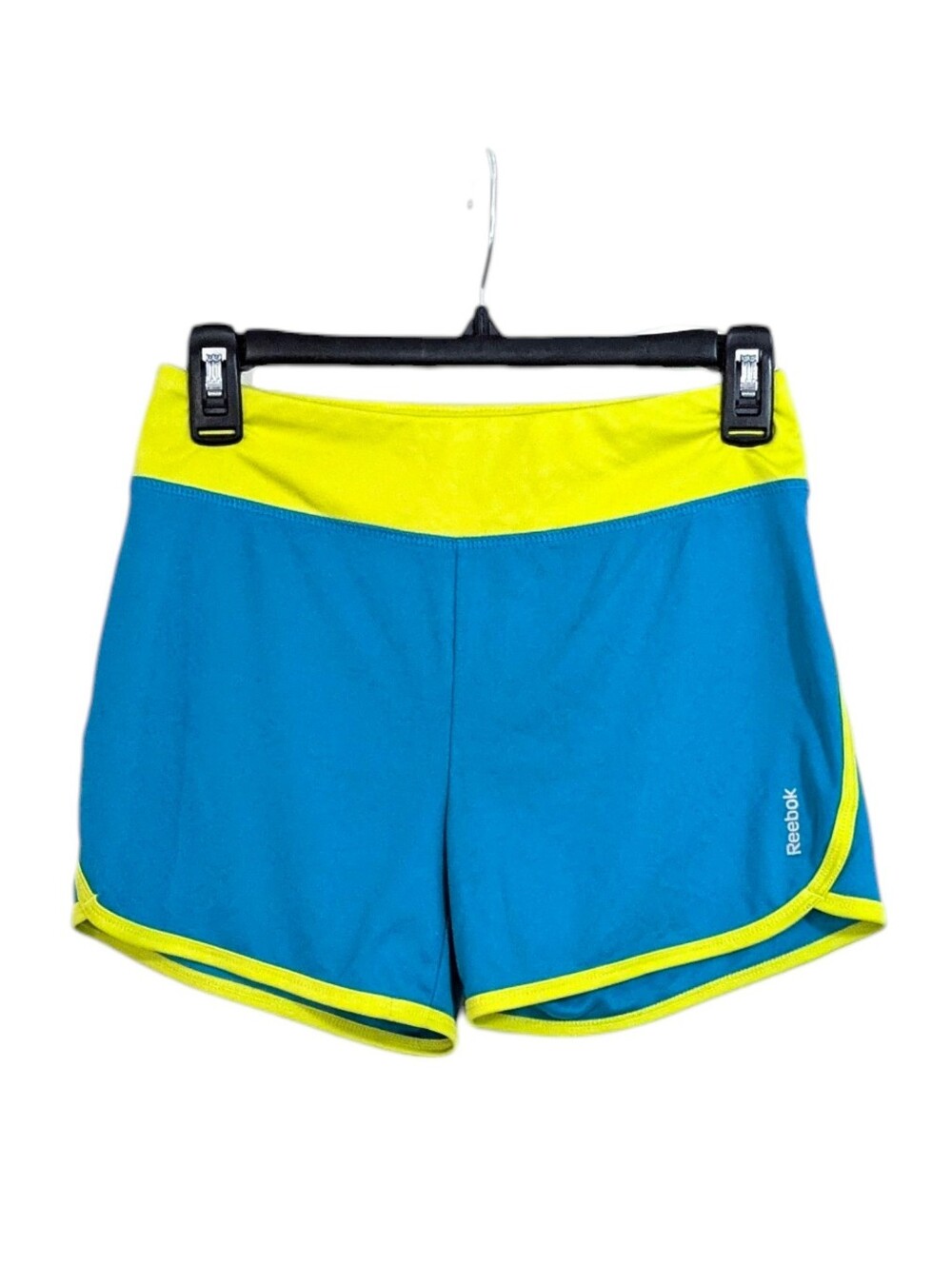 Reebok PlayDry Athletic Shorts - Bright Yellow & Teal Blue - Size Large Girls